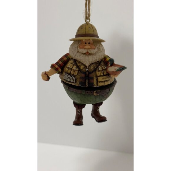 Vintage Hunter Santa Christmas Ornament With Duck & Binoculars - Picture 8 of 15